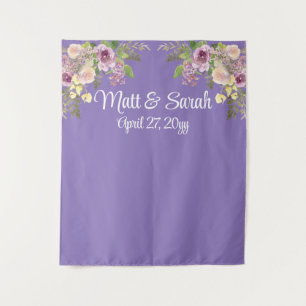 Tenture Accueil Mariage Violet Personnalisé Booth Photo Fl