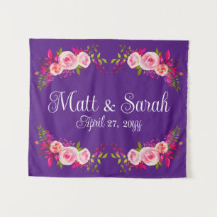 Tenture Accueil Mariage Violet Personnalisé Photo Booth Pr