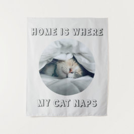 Tenture Accueil où mon chat naps photo personnalisée