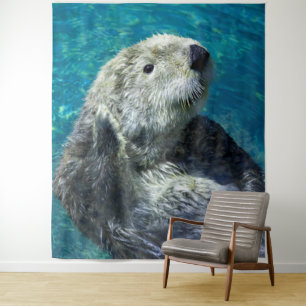 Tenture Adorable Otter de mer Mignonne Eau Bleue
