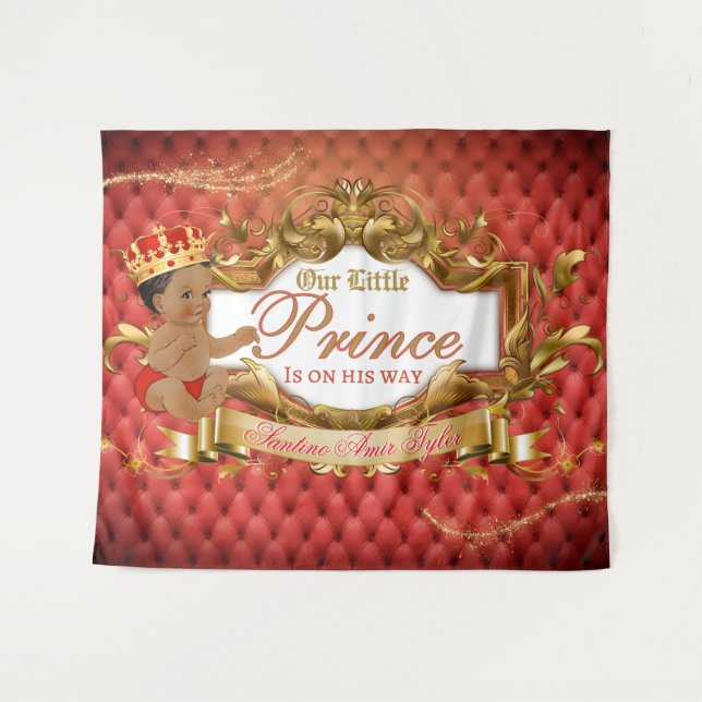 Tenture Adorable Royal African Prince Rouge & Or Contexte (Devant (Horizontal))