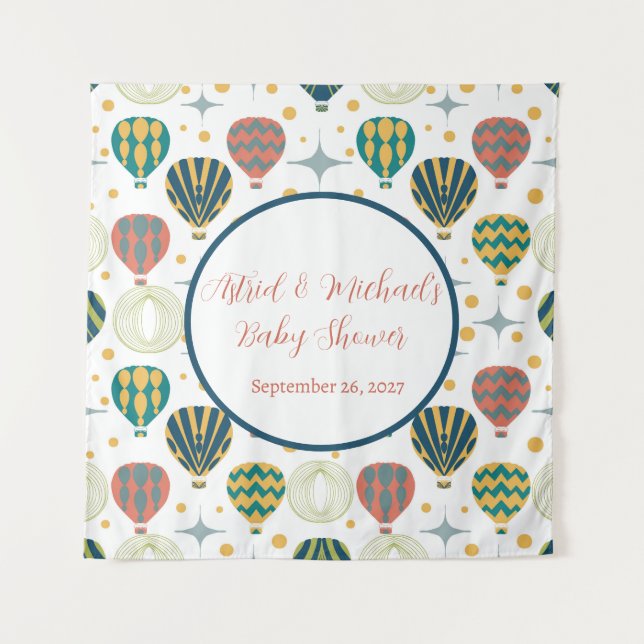 Tenture Adventure Await Hot Air Baby shower (Devant)