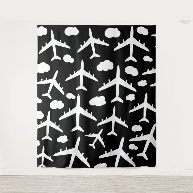 Tenture Aéronefs de vol noir conception motif (Devant)