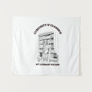 Tenture Affiche d'art esthétique de bibliothécaire félin
