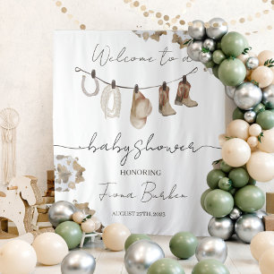 Tenture Affiche de bienvenue Baby shower Cowboy.