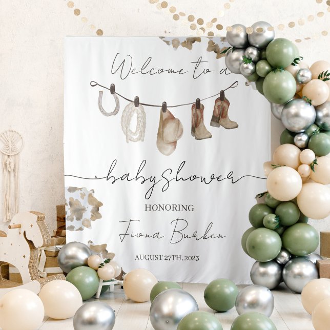 Tenture Affiche de bienvenue Baby shower Cowboy. (Créateur téléchargé)