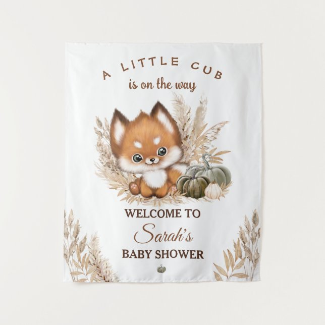 Tenture Affiche de bienvenue Baby shower Fall Little Fox (Devant)