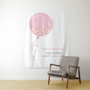 Tenture Affiche de bienvenue d'Baby shower fille rose mign