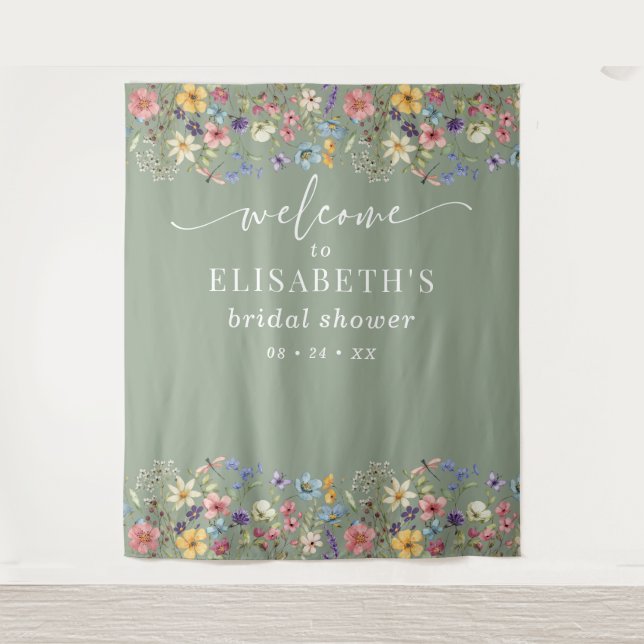 Tenture Affiche de bienvenue de Fête des mariées fleur sau (Devant)