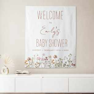 Tenture Affiche de bienvenue fleur sauvage Baby shower En 
