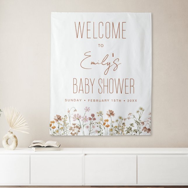 Tenture Affiche de bienvenue fleur sauvage Baby shower En  (Créateur téléchargé)