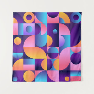 Tenture Affiche Synthwave Bauhaus Neon #1 violet foncé ros