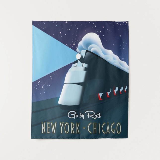 Tenture Affiche "Voyagez par rail" New York - Chicago (Devant)