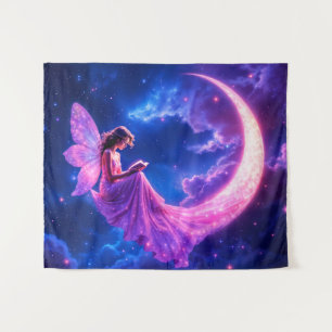 Tenture ailes de fées rose brillant étoiles lumineuses art