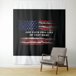 Tenture Ajouter votre propre texte sur grunge American fla