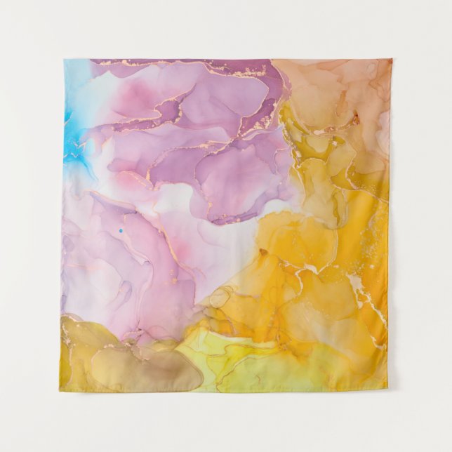 Tenture Alcohol ink colors translucent. Fluid Art. Modern  (Devant)
