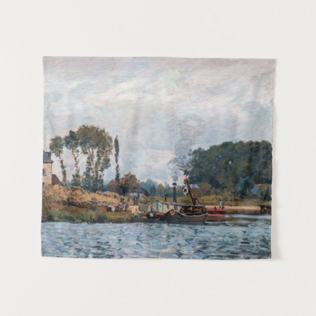 Tenture Alfred Sisley - Bateaux à l'écluse à Bougival (Devant (Horizontal))