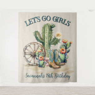 Tenture Allons Filles Cowgirl Western Anniversaire Photo