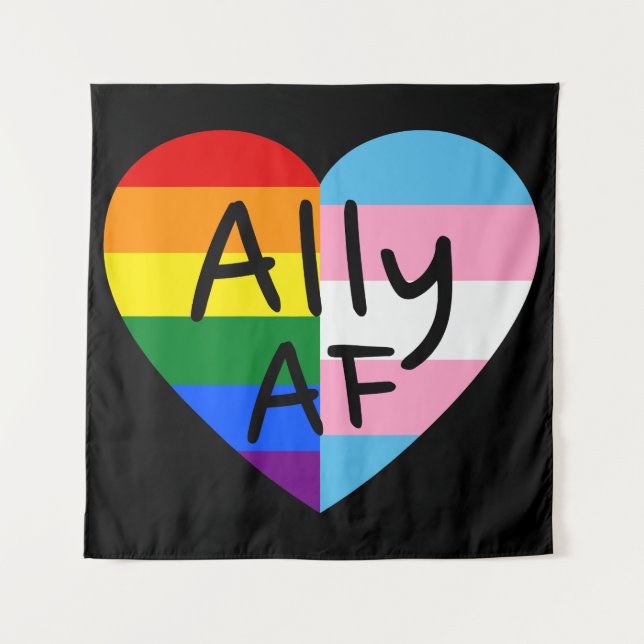 Tenture Ally AF III - Drapeau LGBTQ Gay Trans Queer Pride (Devant)