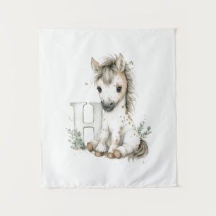 Tenture Alphabet mignon en aquarelle des bébés animaux Che