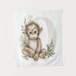 Tenture Alphabet mignon en aquarelle des bébés animaux Ora