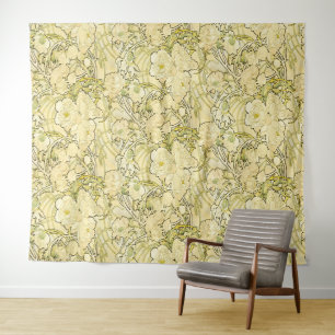 Tenture Alphonse Mucha Pivoines Motif Floral Art Nouveau