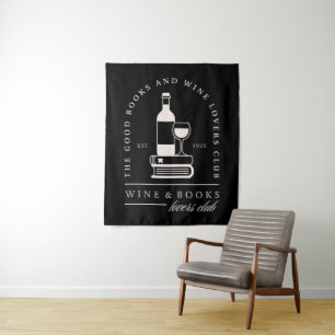 Tenture Amateurs de vin et de livres, lecture de soirée en