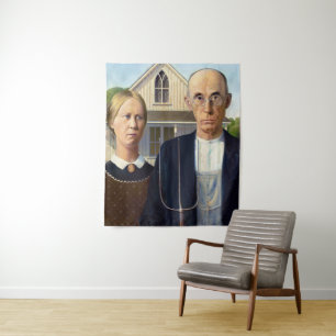 Tenture American gothique classique peinture Grant Wood