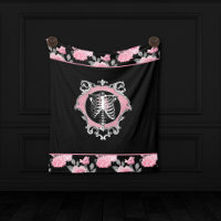 Amour gothique | Squelette rose et noir Coeur flor