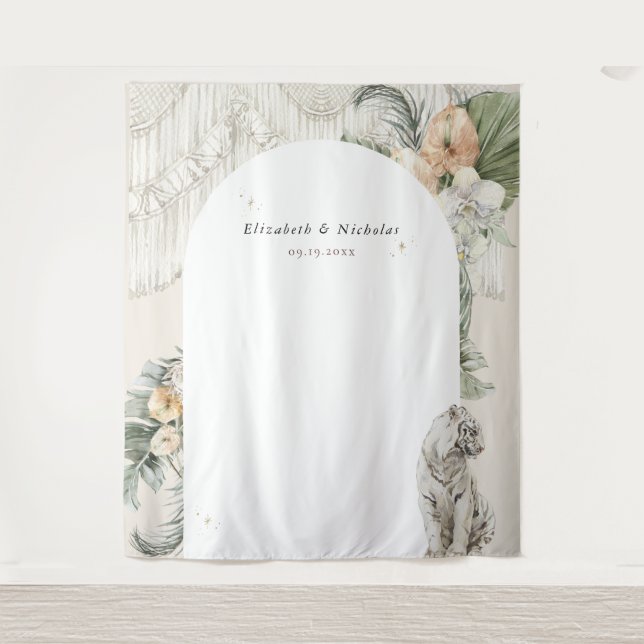 Tenture Amour Sauvage | Photobooth de verdure boho en macr (Devant)