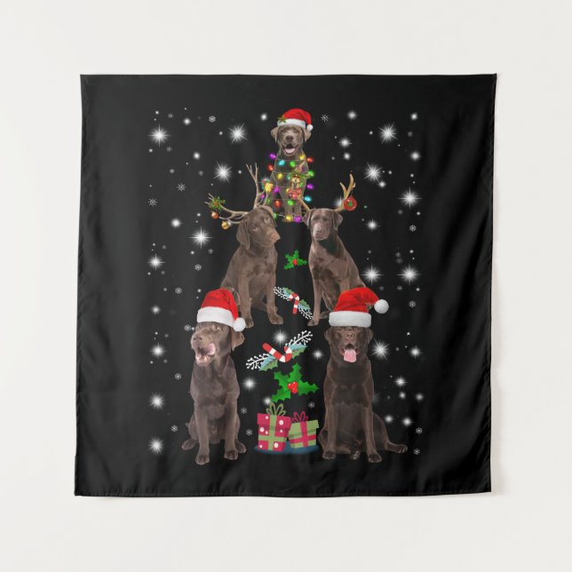 Tenture Amoureux des chiens| Arbre de Noël du Labrador au  (Devant)