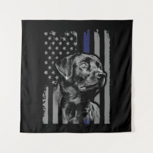 Tenture Amoureux des chiens   Black Labrador American Flag