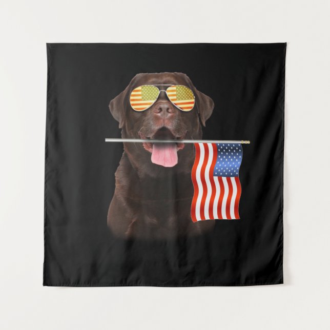 Tenture Amoureux des chiens | Chocolat Labrador USA Americ (Devant)