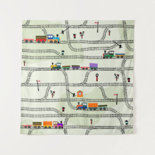 Tenture Amusants enfants chemin de fer motif sans couture