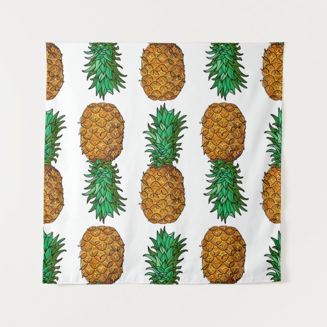Tenture Ananas avec feuilles. Motif transparent avec tropi (Devant)