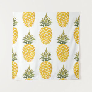 Tenture Ananas Peint À La Main : Aquarelle Sans Couleur.