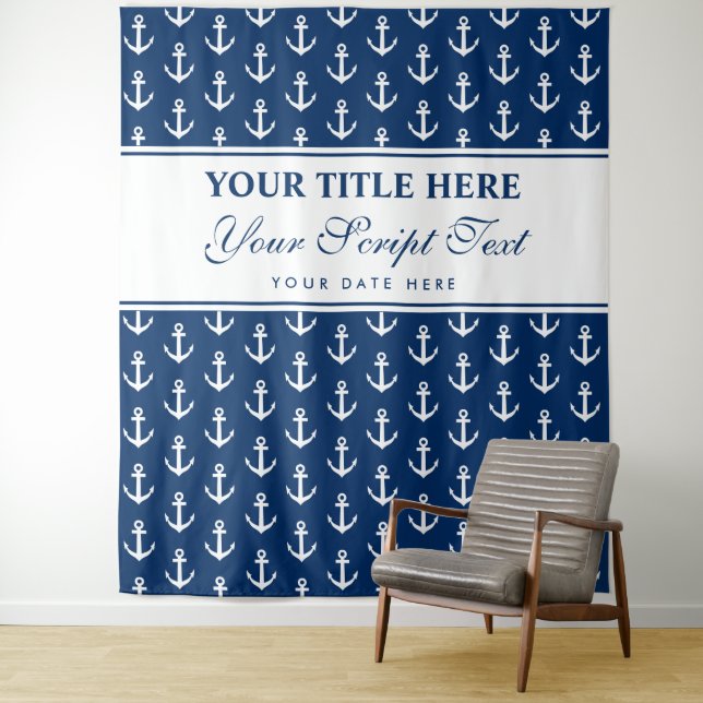 Tenture Ancrage nautique logo de la fête de mariage toile  (En situation)