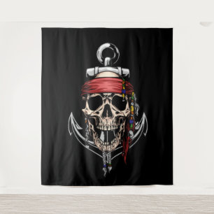 Tenture Ancre des os croisés du crâne de pirate