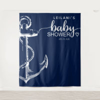 Ancre nautique Baby shower bleu marine