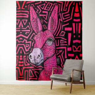 Tenture Âne tribal néon - Art mural audacieux et psychédél