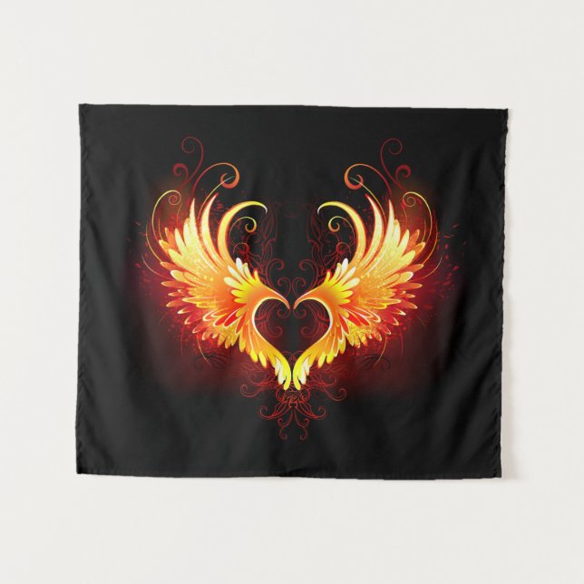Tenture Angel Fire Heart with Wings (Devant (Horizontal))