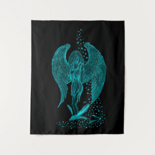 Tenture Angel perdu en amour, noir et vert Design