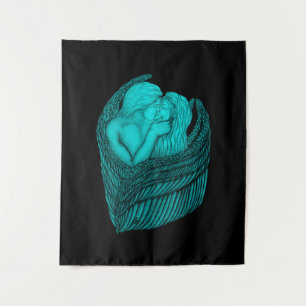 Tenture Angels Kissing, noir et vert Design