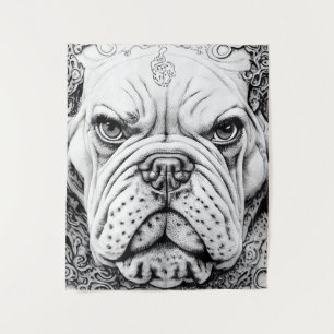 Tenture Anglais Bulldog Pet Wild Nature Ligne d'illustrati