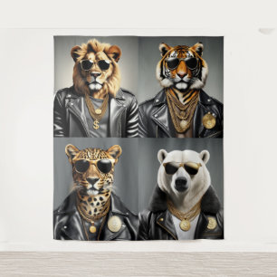 Tenture Animal cool Avec Lunettes De Soleil Et Veste En Cu