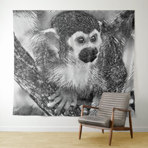 Tenture AnimalArtBW_Monkey_002