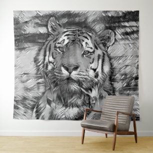 Tenture AnimalArtBW_Tiger_004