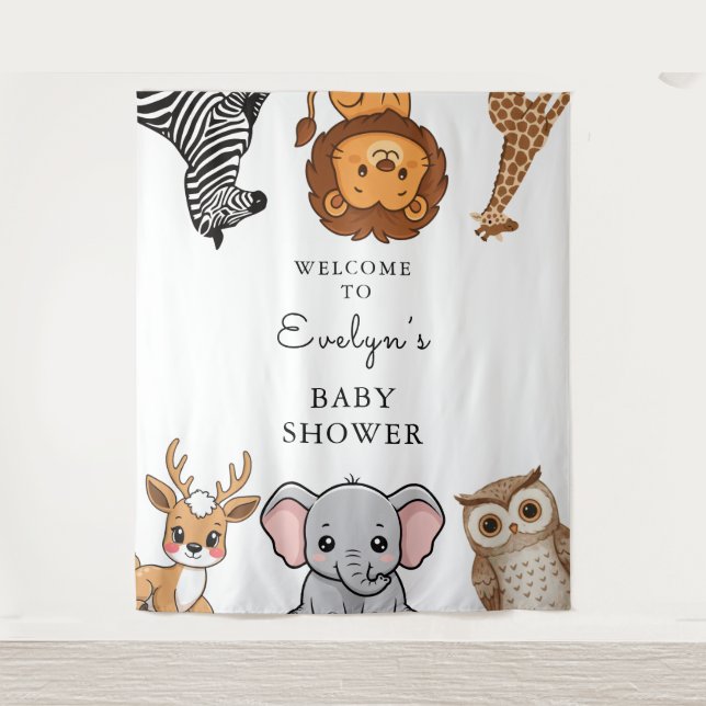 Tenture Animaux de la forêt de Woodland Baby Shower (Devant)