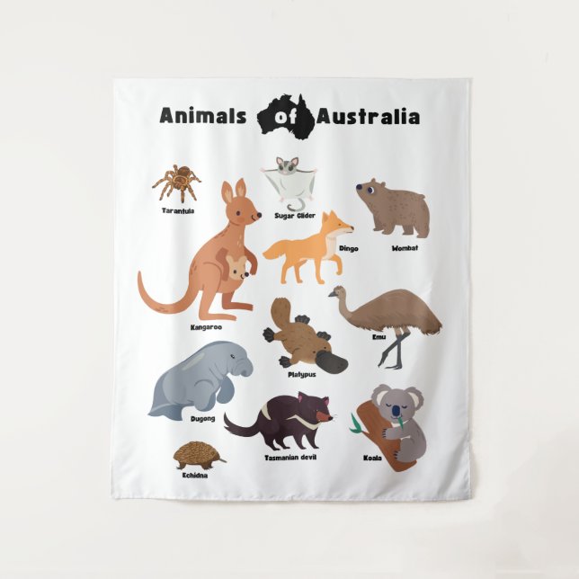 Tenture Animaux de l'Australie faune australienne (Devant)