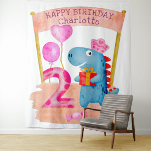 Tenture Anniversaire 2 Ans Dinosaure Personnalisé pour Fil